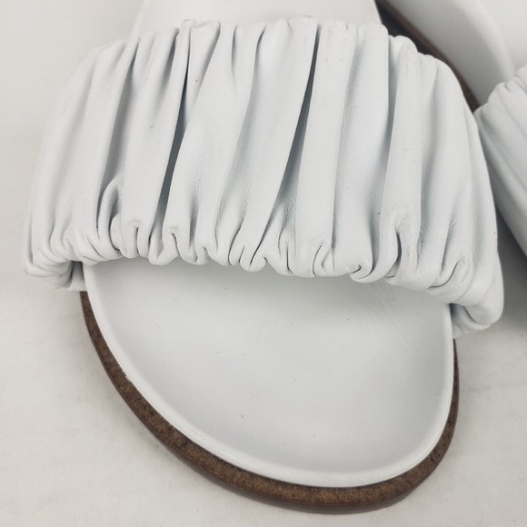 AQUATALIA Womens White Ruched Iva Round Toe Slip On Leather Slide Sandals 5.5 - Picture 6 of 11